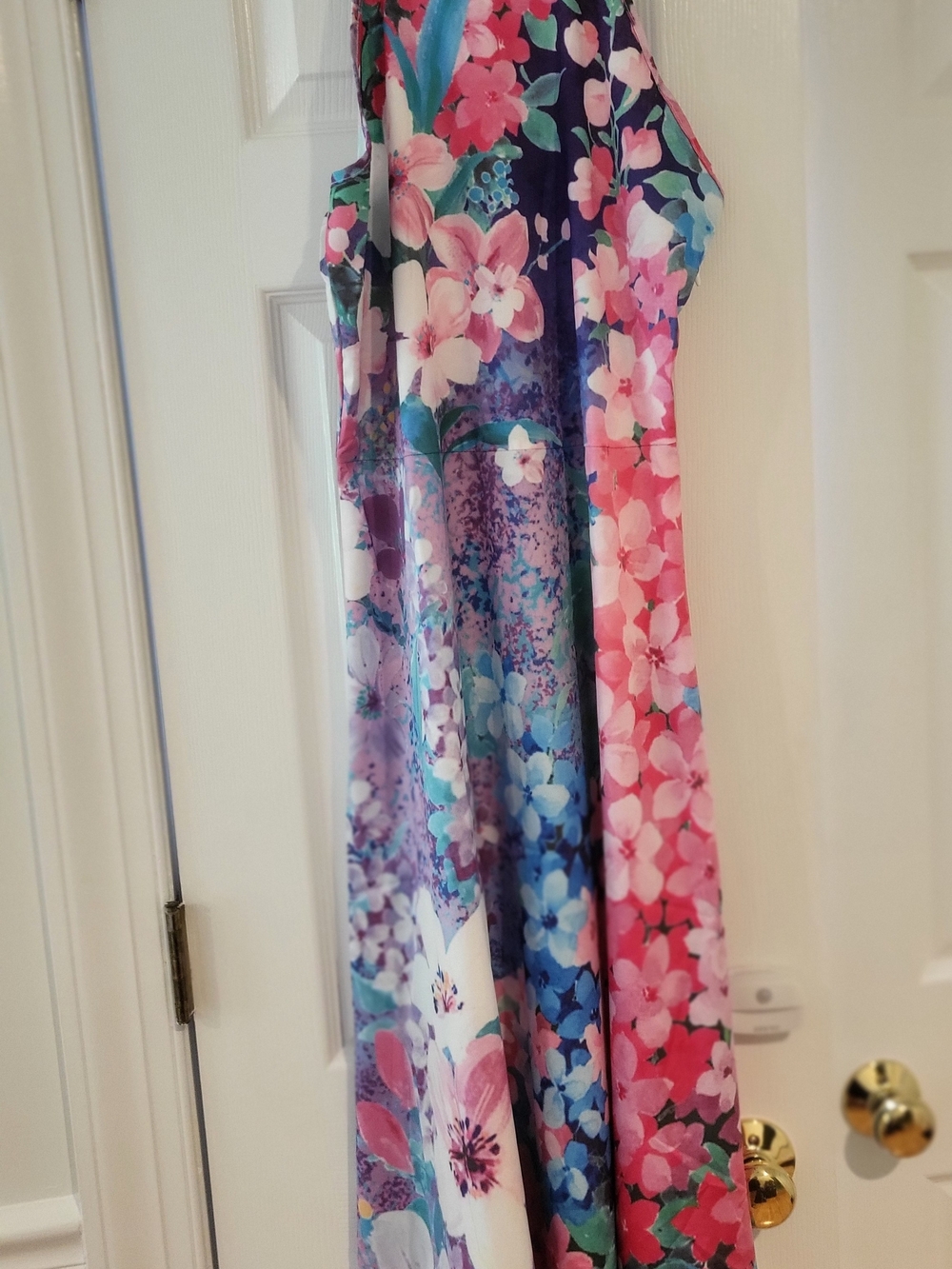 Floral Tie-Back Maxi Dress in Pink, Blue & Purple